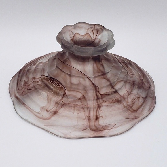 Walther & Sohne Oralit Sepia Vintage German Cloud Glass Pedestal Bowl - Picture 2 of 14